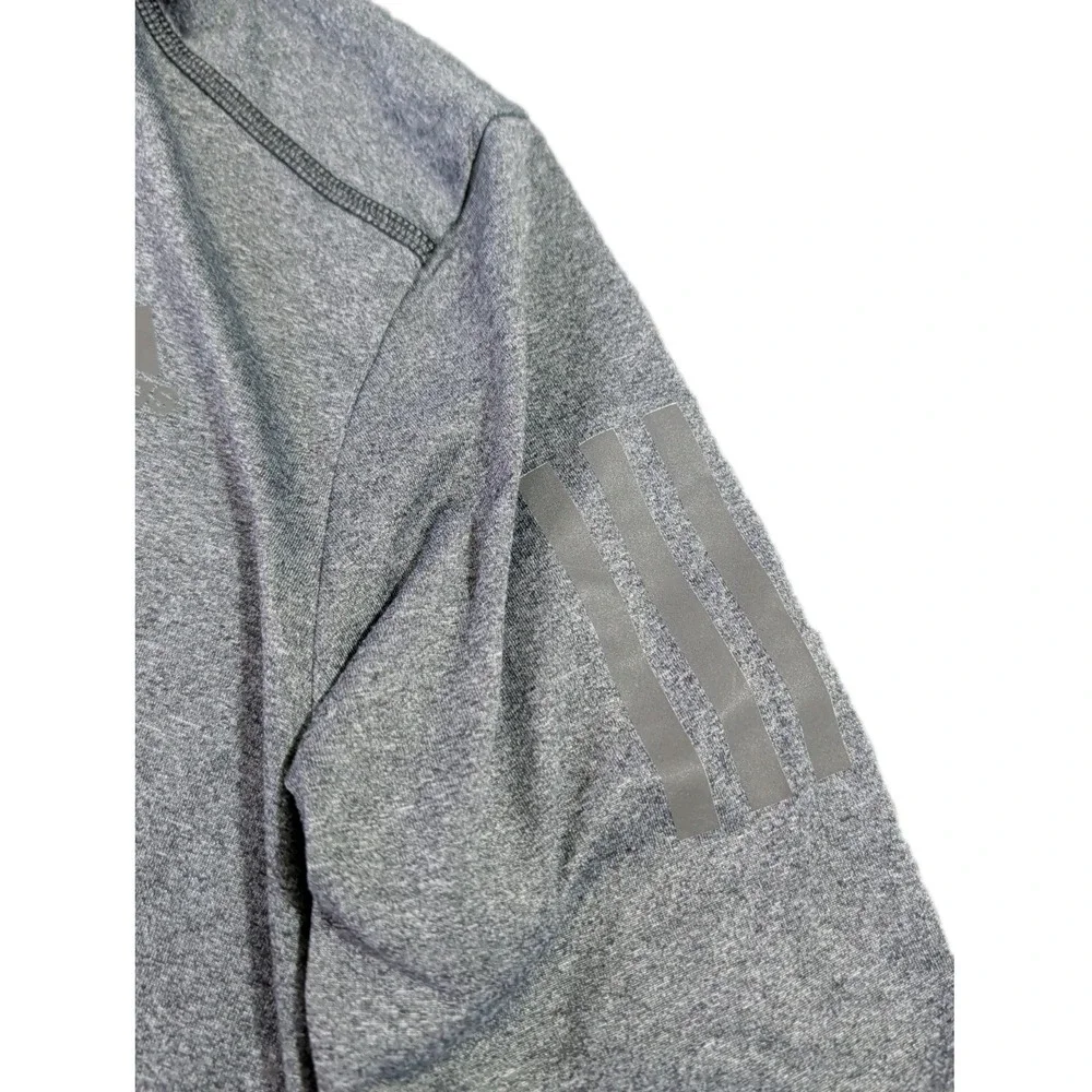 Adidas Running Mens L Gray Climalite 1/4 Zip Long Sleeve Reflective Shirt